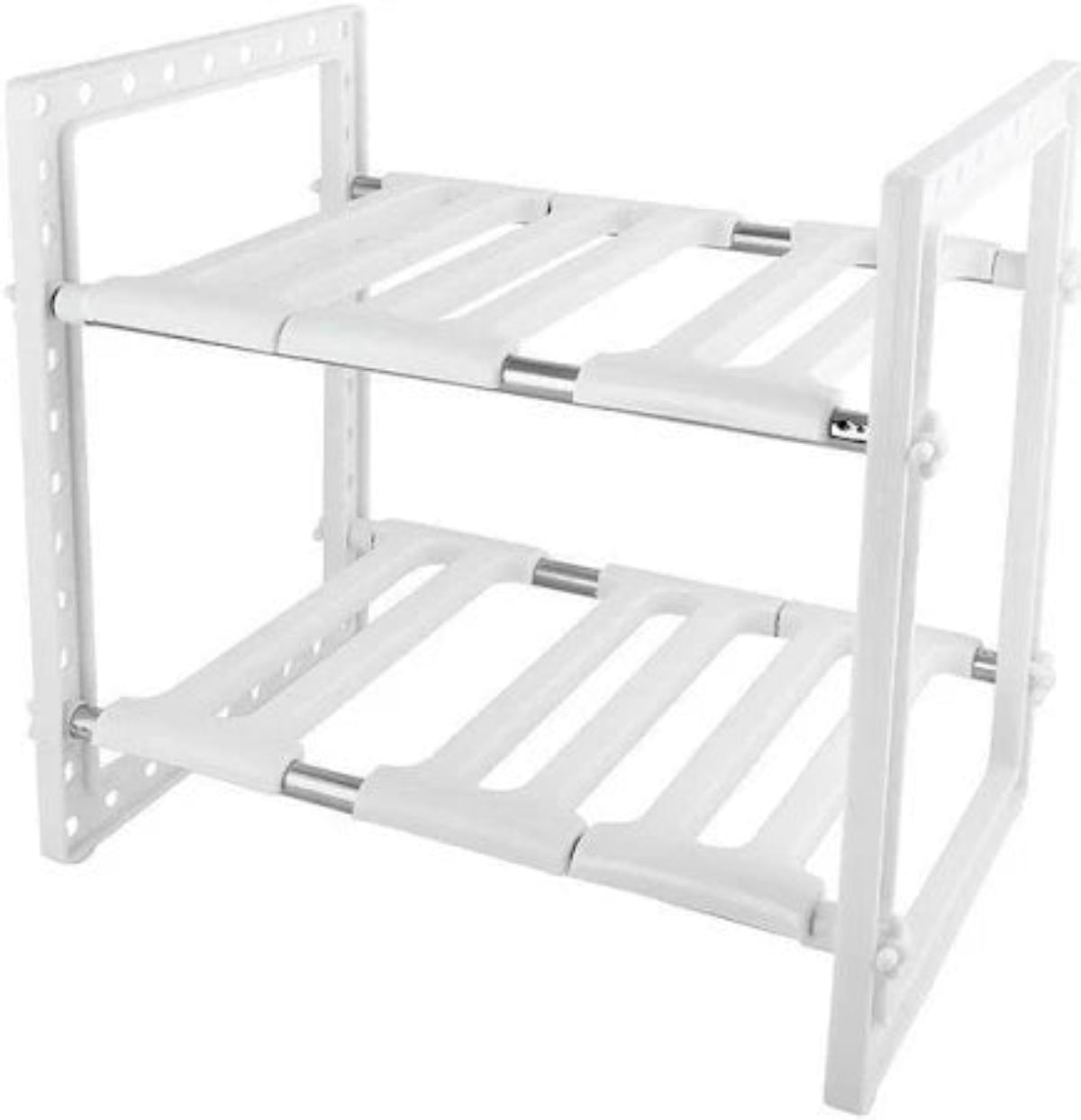 Organizador Doble de Acero Inoxidable con estante ajustable